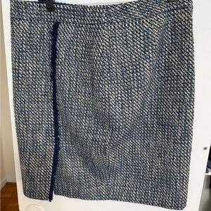 Calvin Klein Navy and White Tweed Pencil Skirt